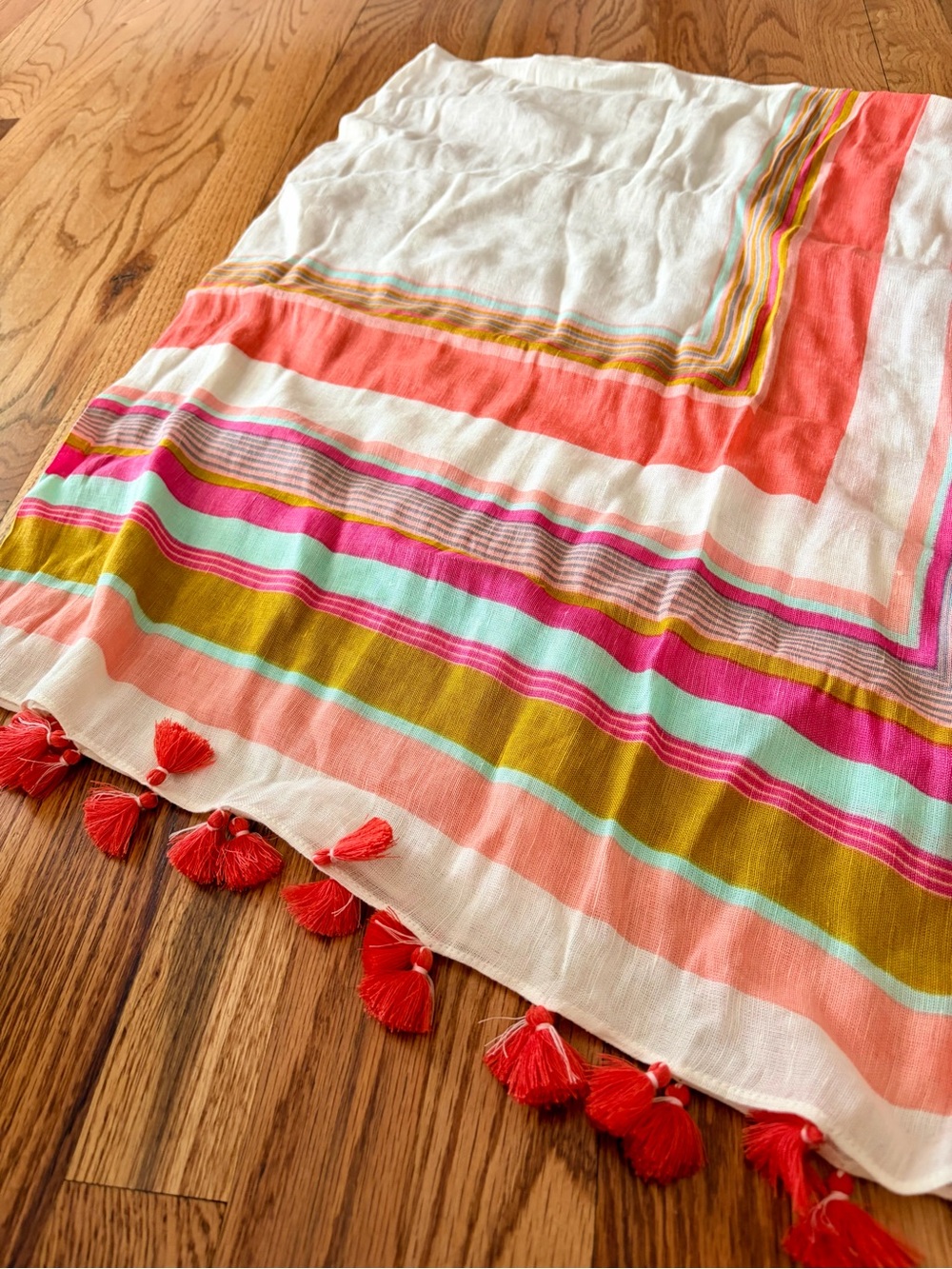 Spartina 449 NWT Multicolor Striped Linen Poncho Tassel Trim - Picture 6 of 10